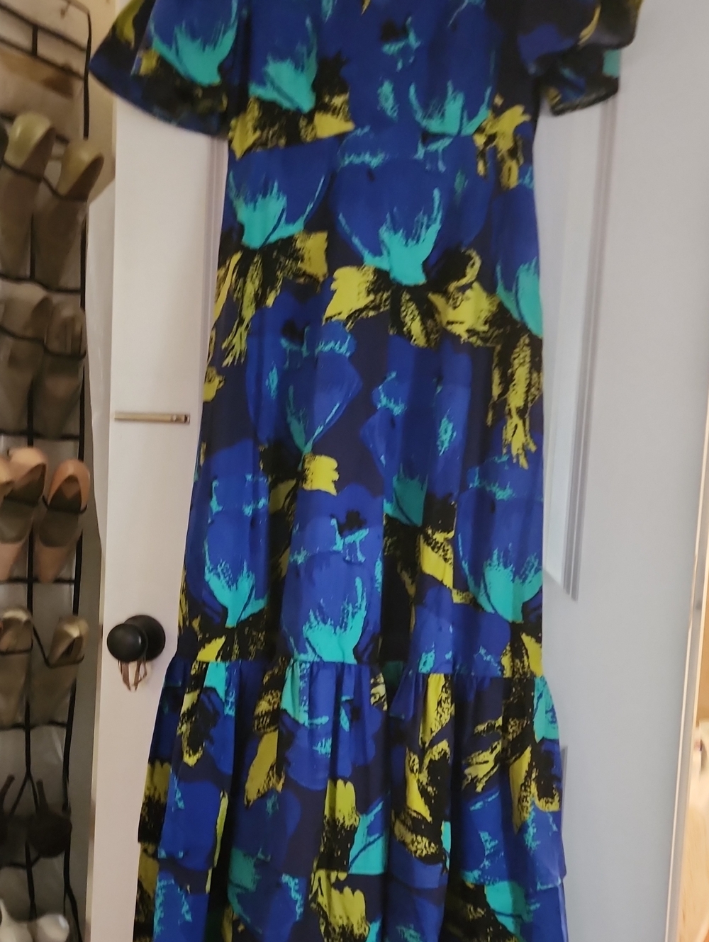Blue Floral Tiered Maxi Dress - Unbranded